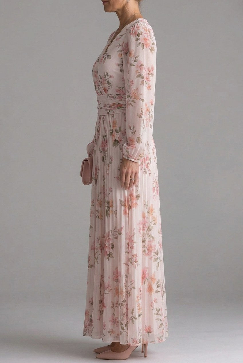 Floral Chiffon Long Sleeve Maxi