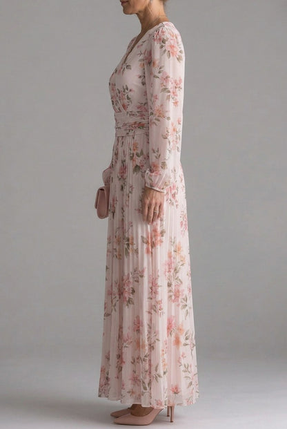 Floral Chiffon Long Sleeve Maxi