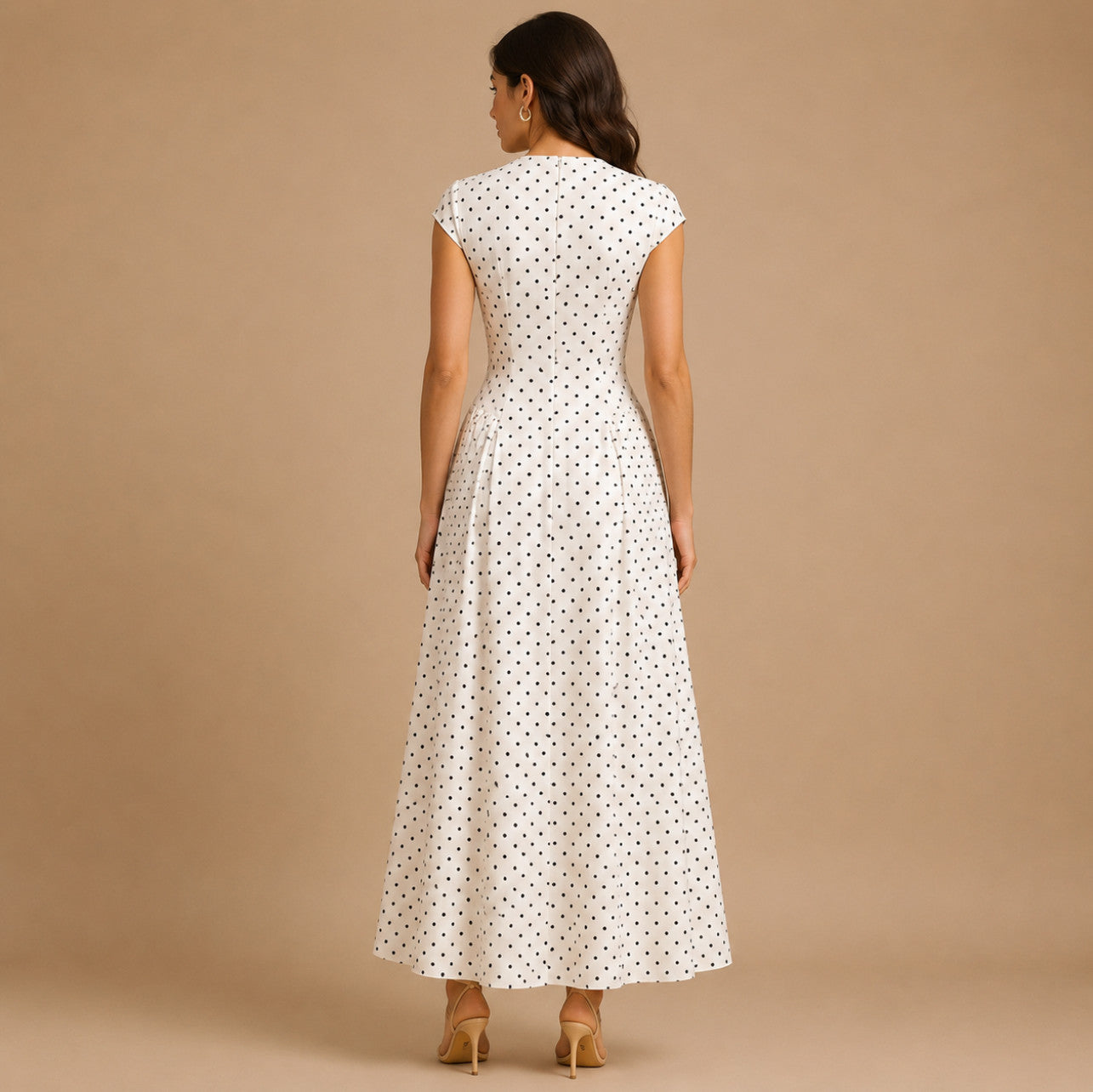 Polka Dot Cap Sleeve Maxi Dress