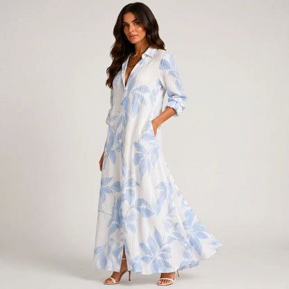 Gauze Floral Button Front Maxi