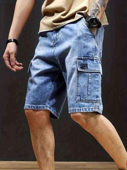 Denim Relaxed Cargo Shorts