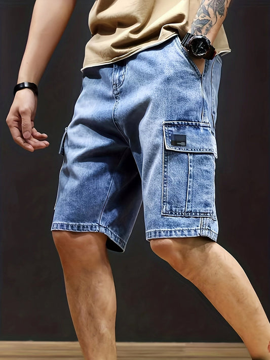 Denim Relaxed Cargo Shorts
