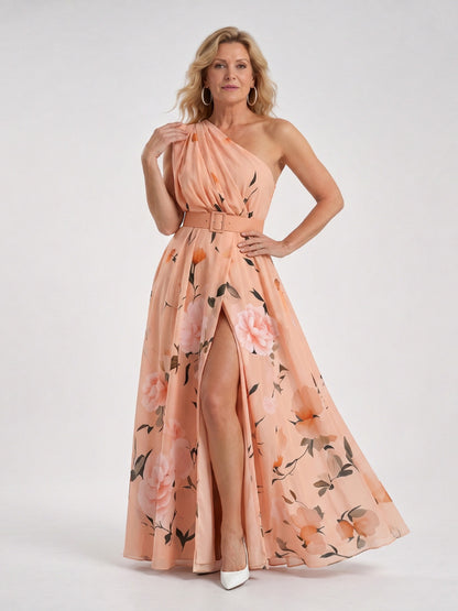 Floral One Shoulder Maxi Dress