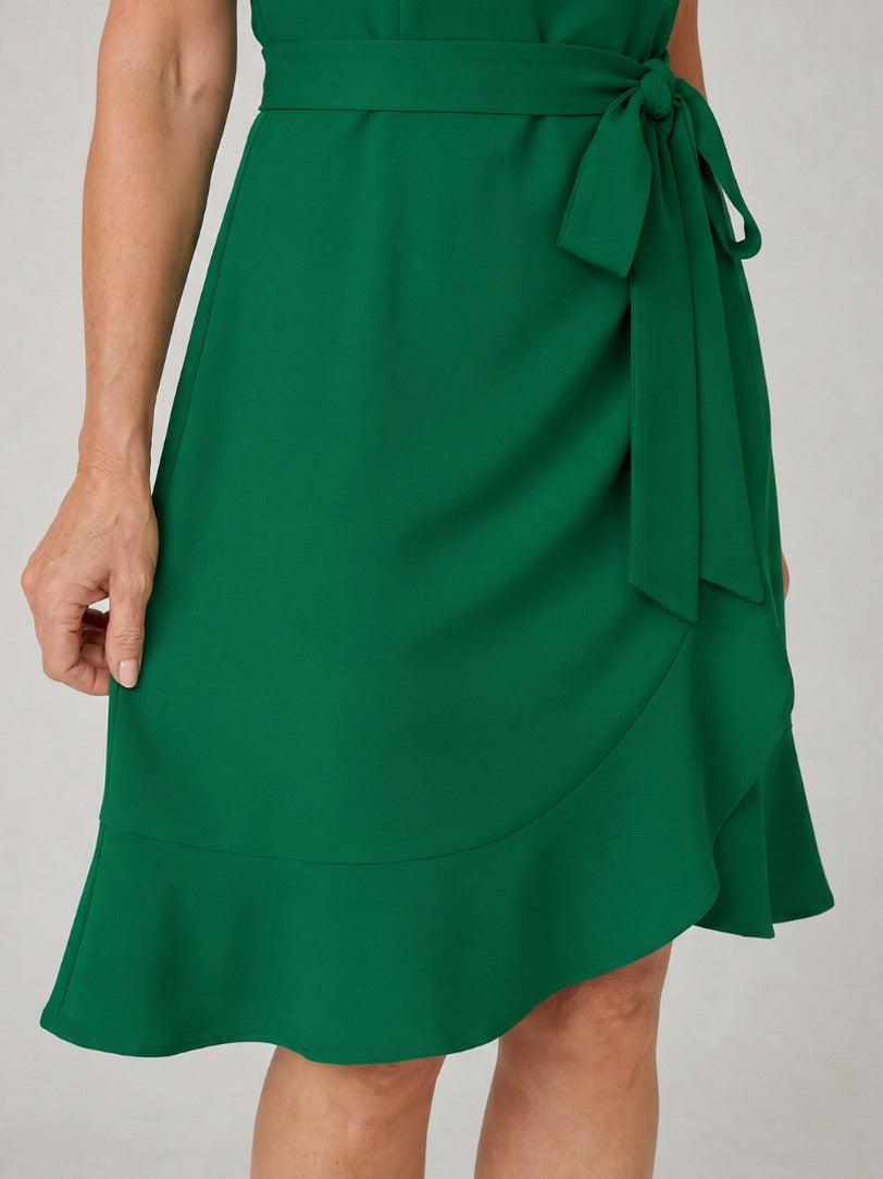 Square Neck Puff Sleeve Wrap Dress