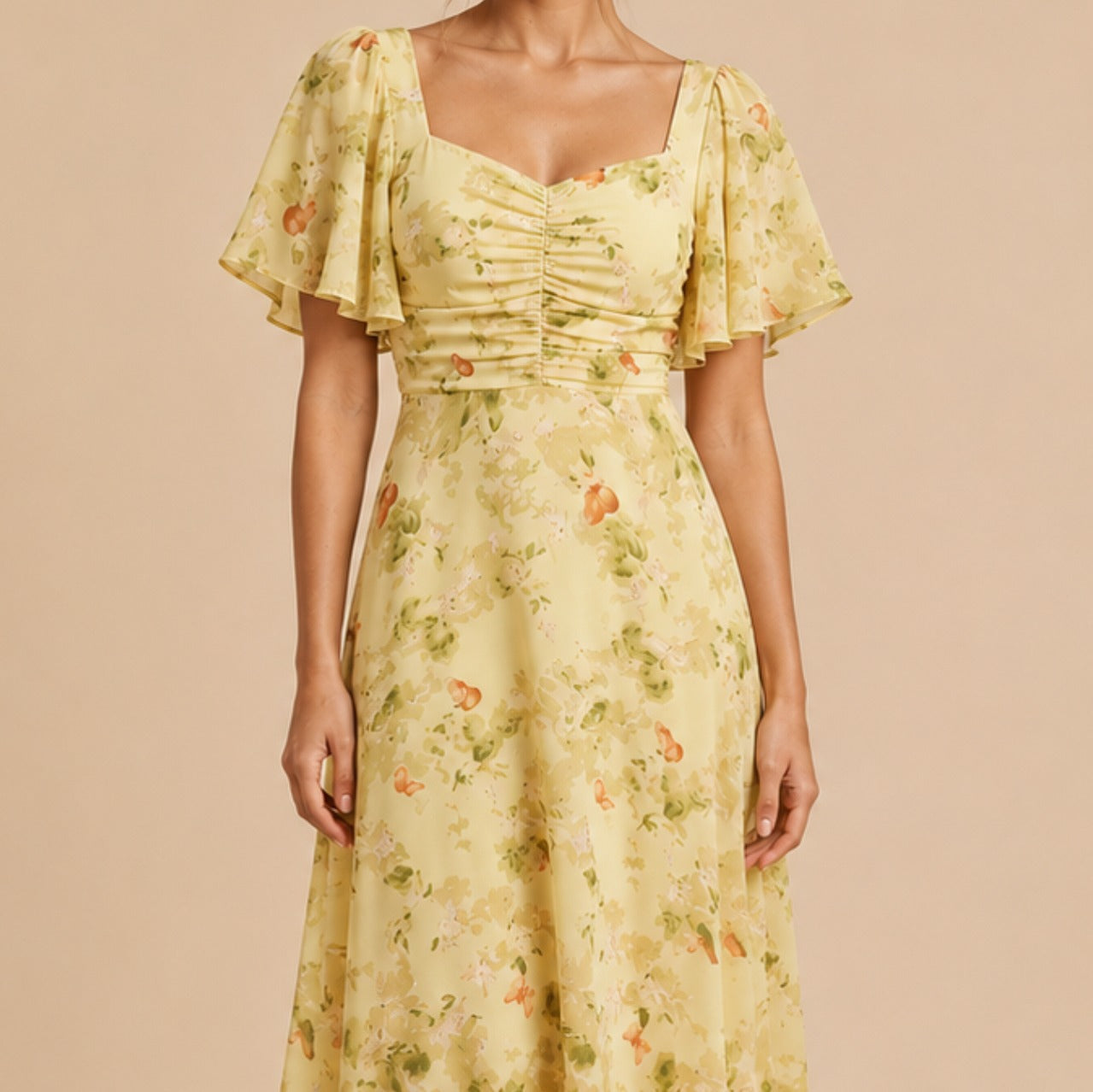 Chiffon Floral Sweetheart Maxi Dress