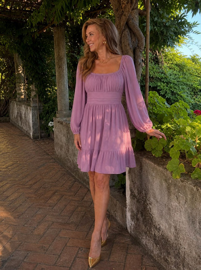 Chiffon Square Neck Mini Dress