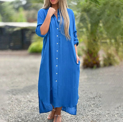 Gauze Button Front Maxi Dress