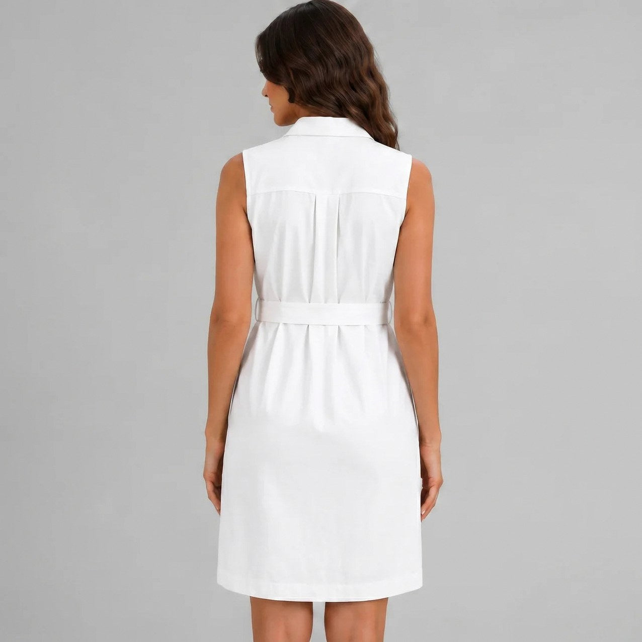 Sleeveless Poplin Mini Shirt Dress