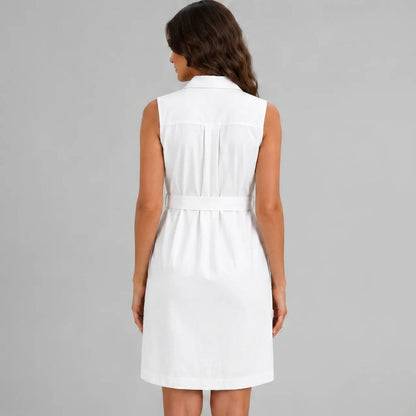 Sleeveless Poplin Mini Shirt Dress