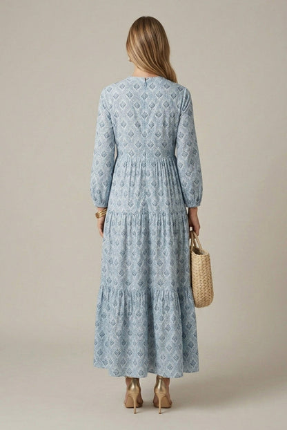 Geometric Tiered Maxi Dress