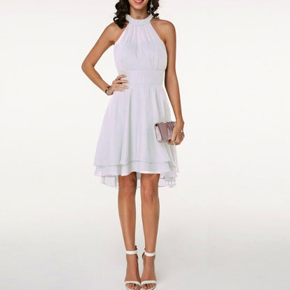 Chiffon Halter Tiered Midi Dress