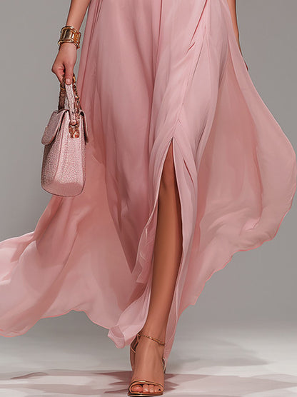 Chiffon Halter Maxi Dress