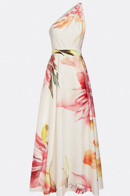 Floral Halter Pleated Maxi Dress