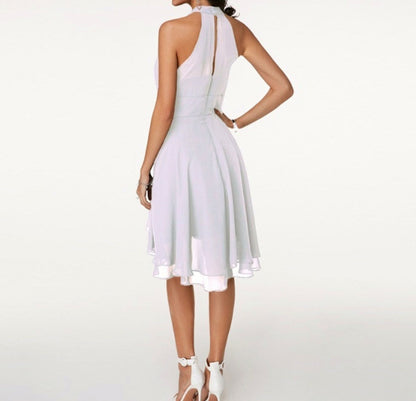 Chiffon Halter Tiered Midi Dress
