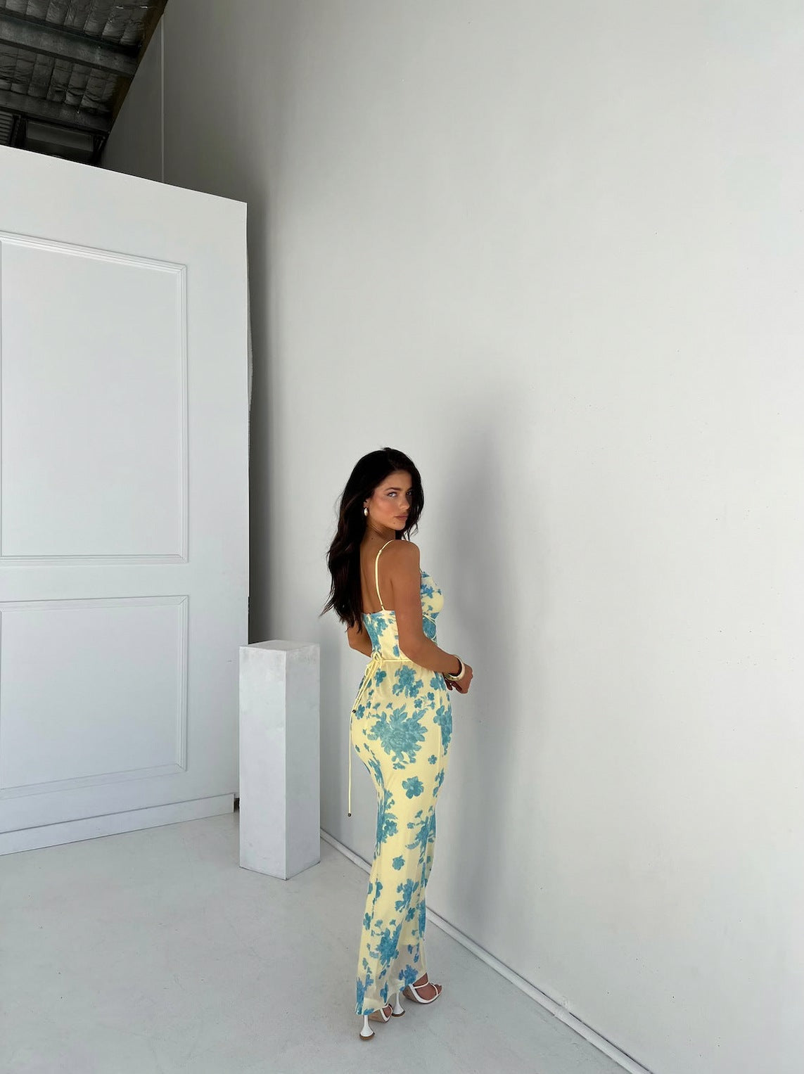 Floral Cowl Tie Maxi Dress