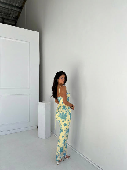 Floral Cowl Tie Maxi Dress