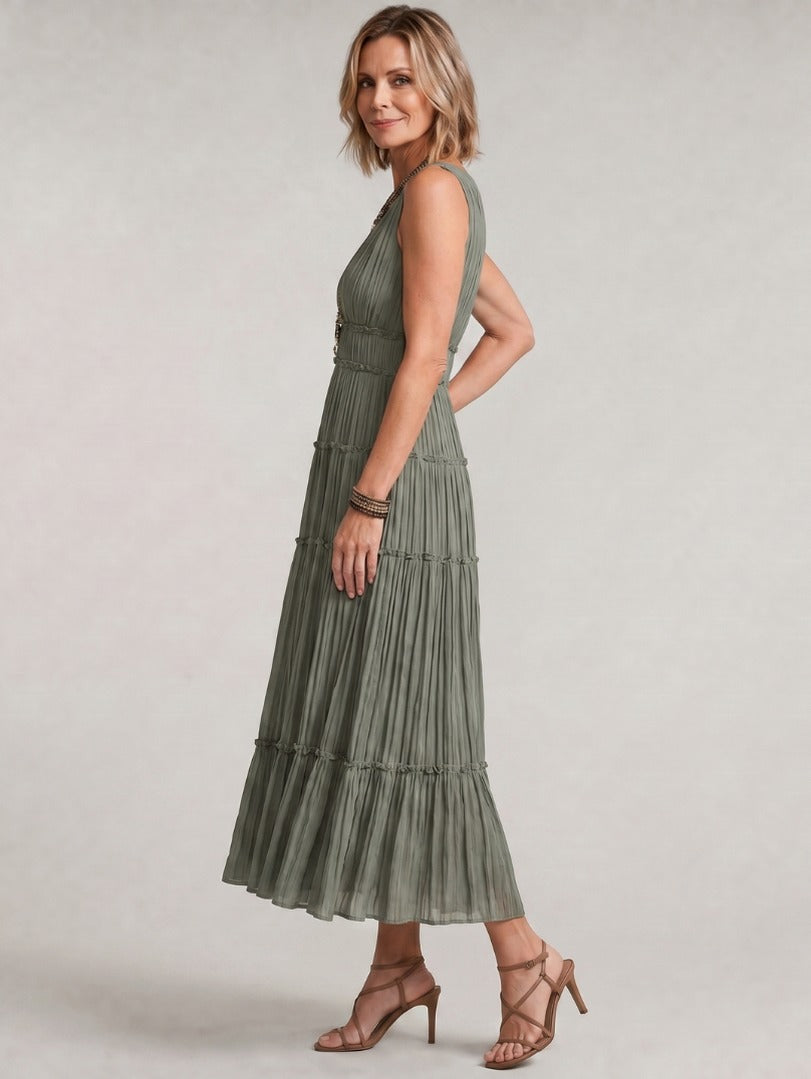 Smocked Tiered V-Neck Sundress