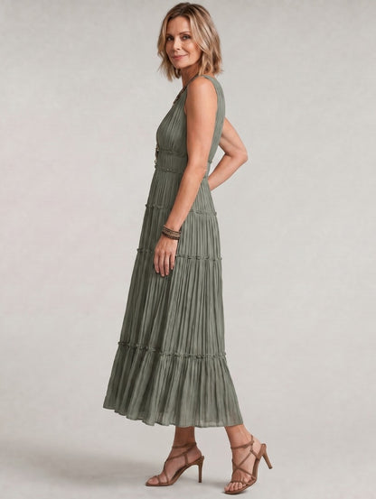 Smocked Tiered V-Neck Sundress