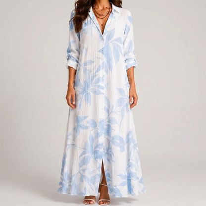 Gauze Floral Button Front Maxi