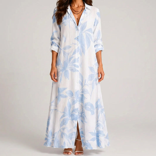 Gauze Floral Button Front Maxi