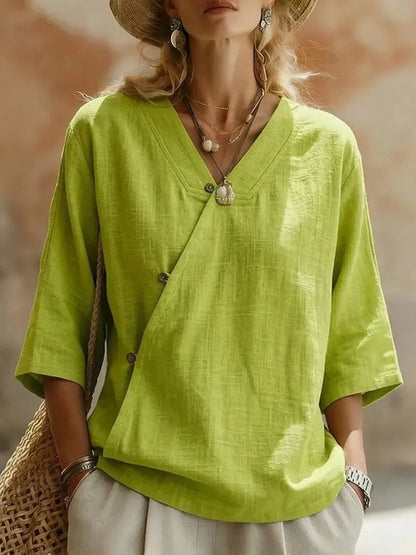 Wrap Button Front Blouse