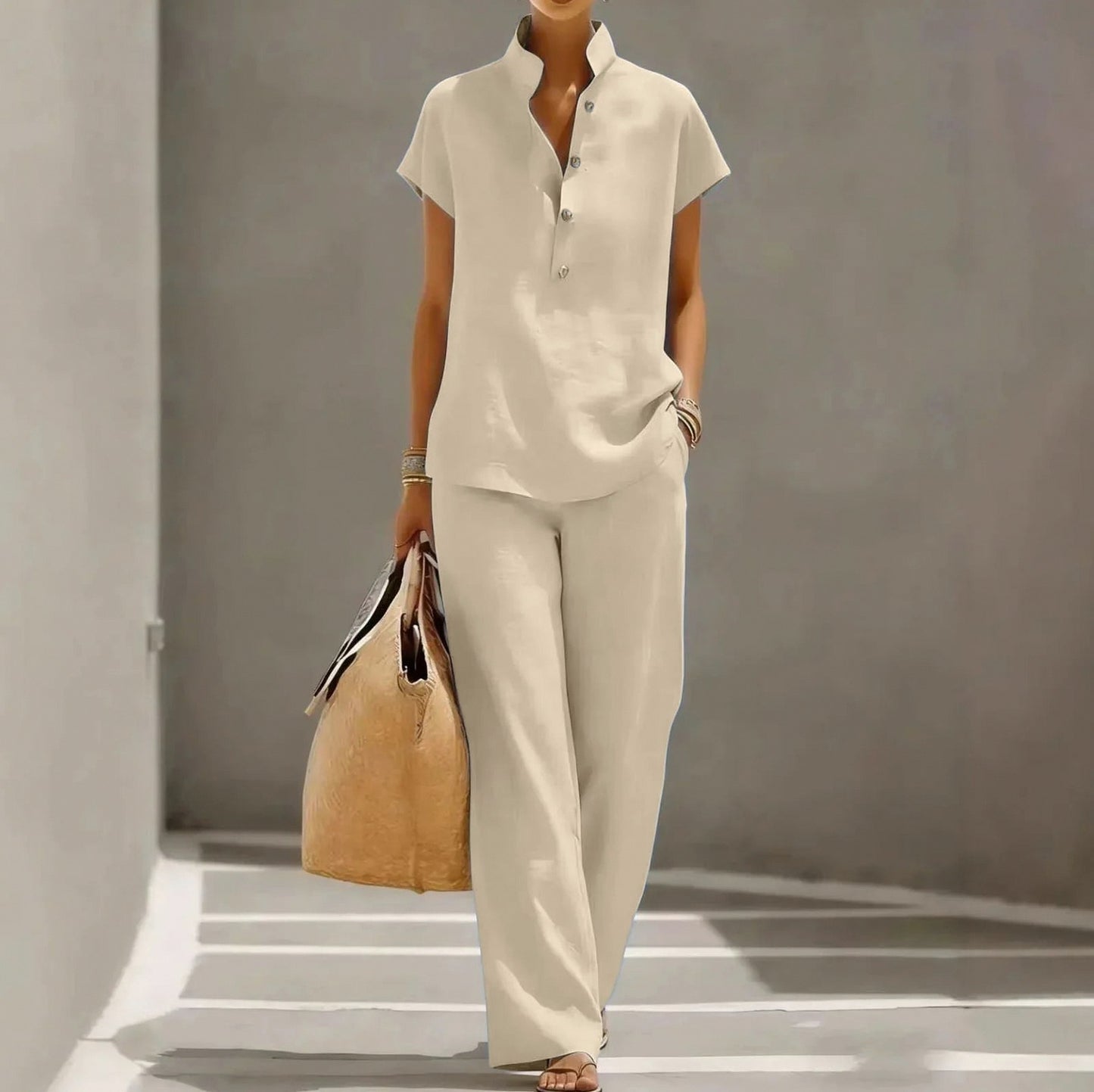 Short Sleeve Button Front Set
