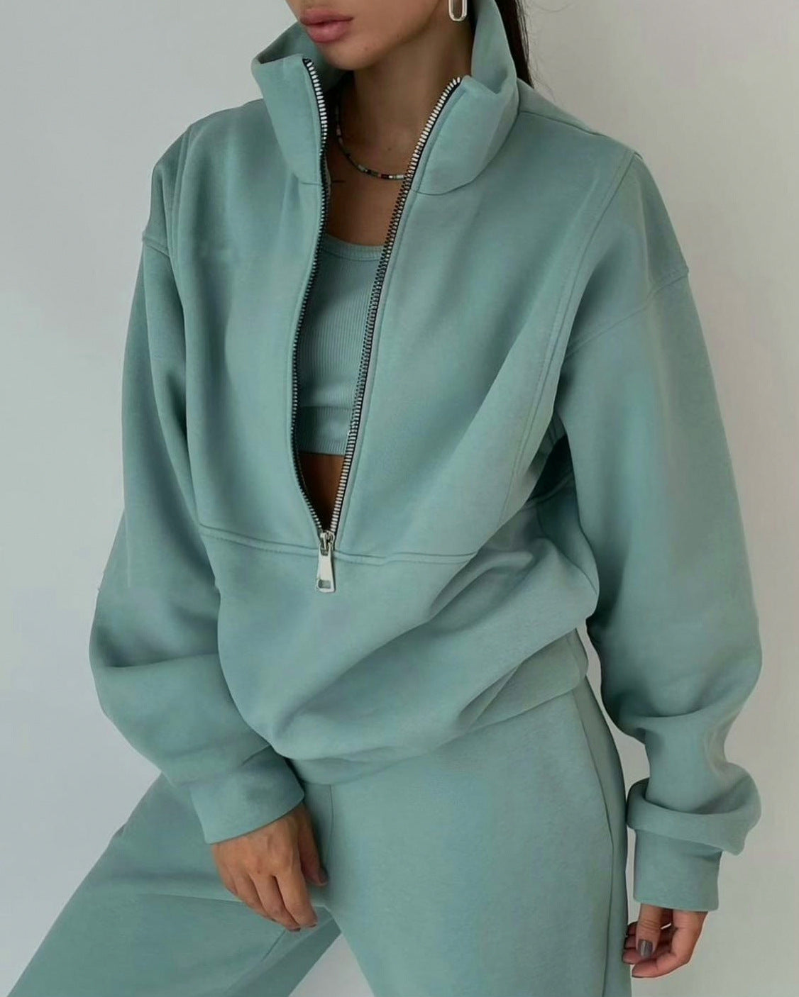 Knit Half Zip Matching Set