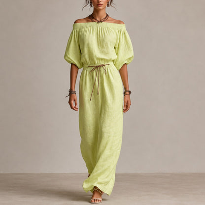 Off Shoulder Gauze Maxi Dress