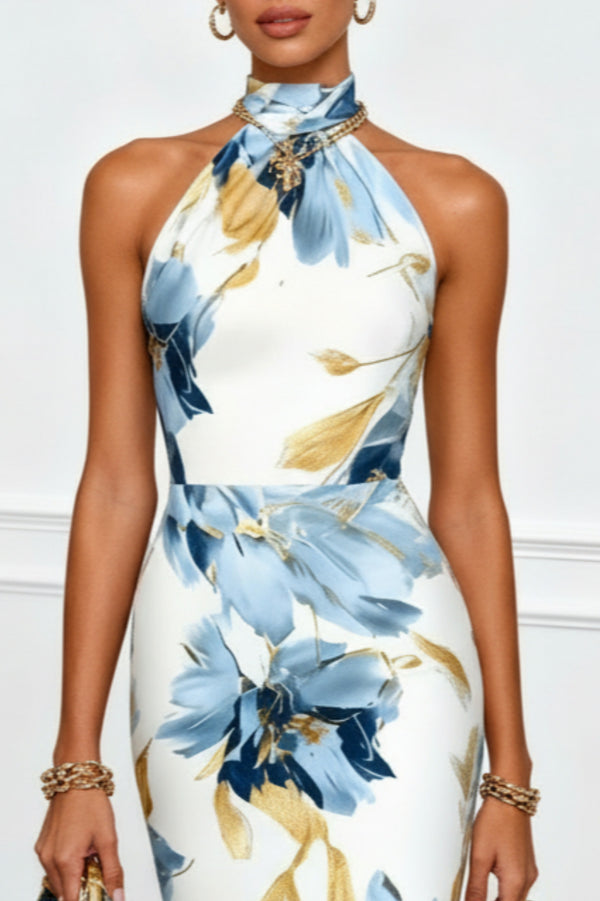 Floral Halter Midi Dress