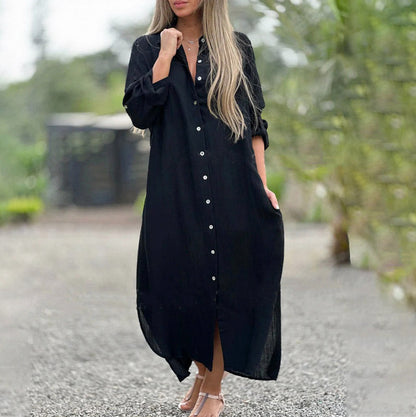 Gauze Button Front Maxi Dress