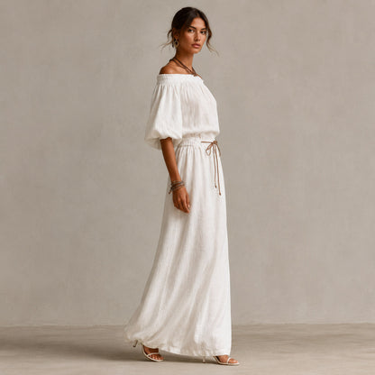 Off Shoulder Gauze Maxi Dress