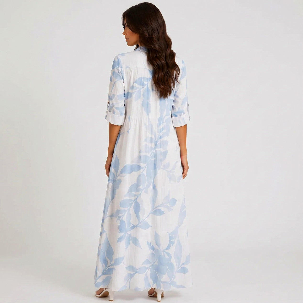 Gauze Floral Button Front Maxi