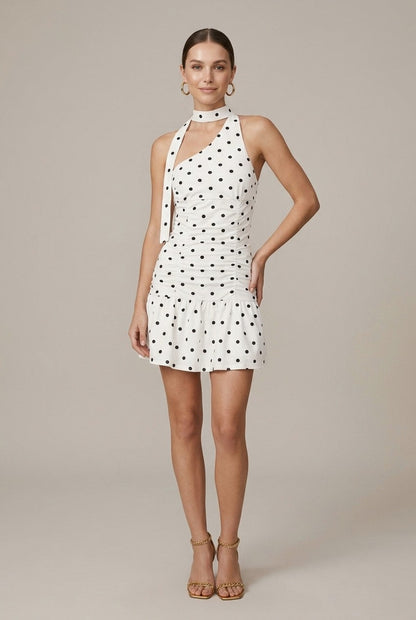 Polka Dot Halter Mini Dress