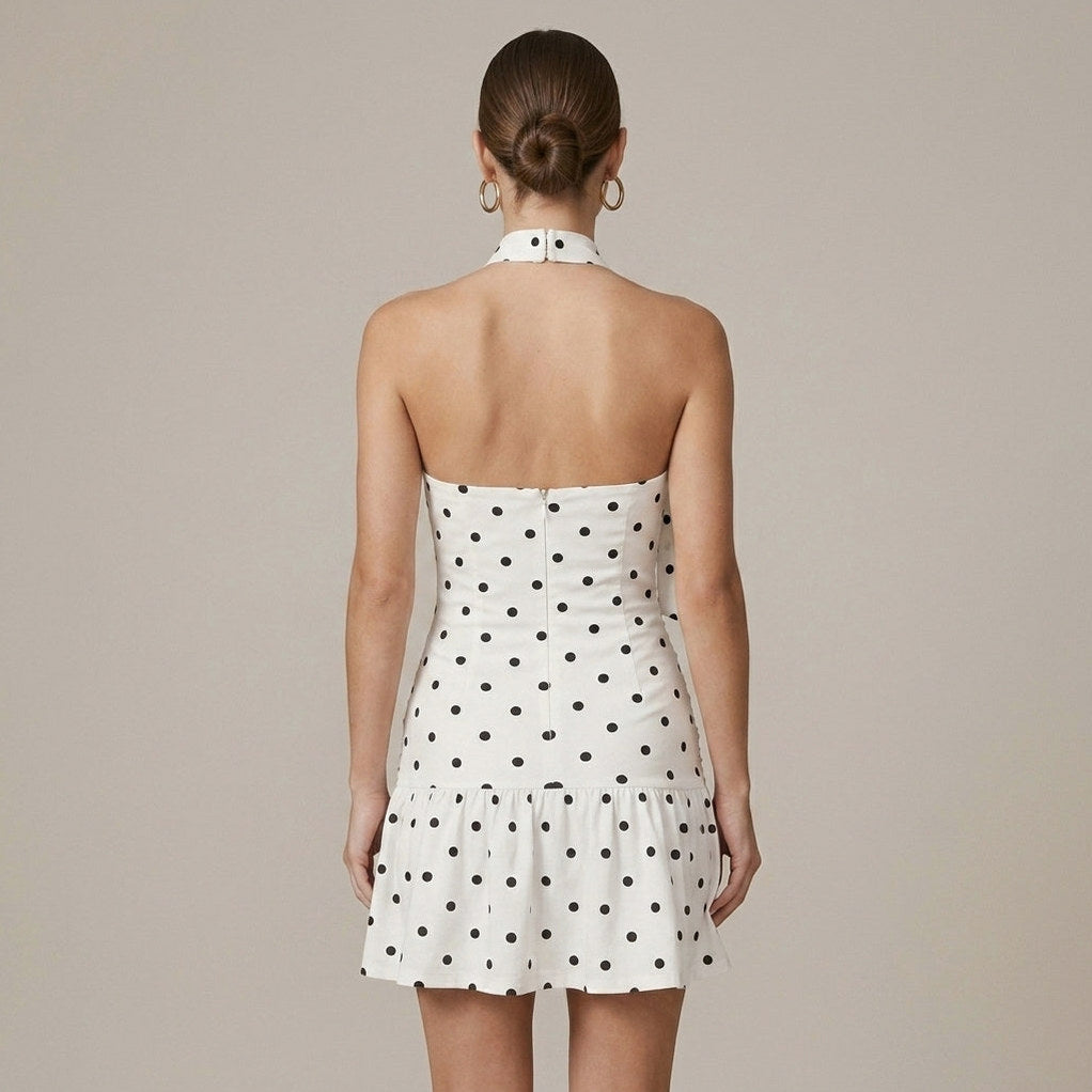 Polka Dot Halter Mini Dress