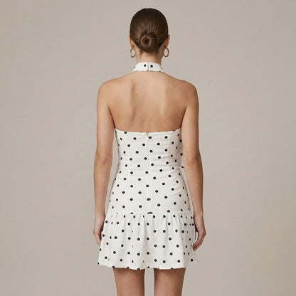 Polka Dot Halter Mini Dress