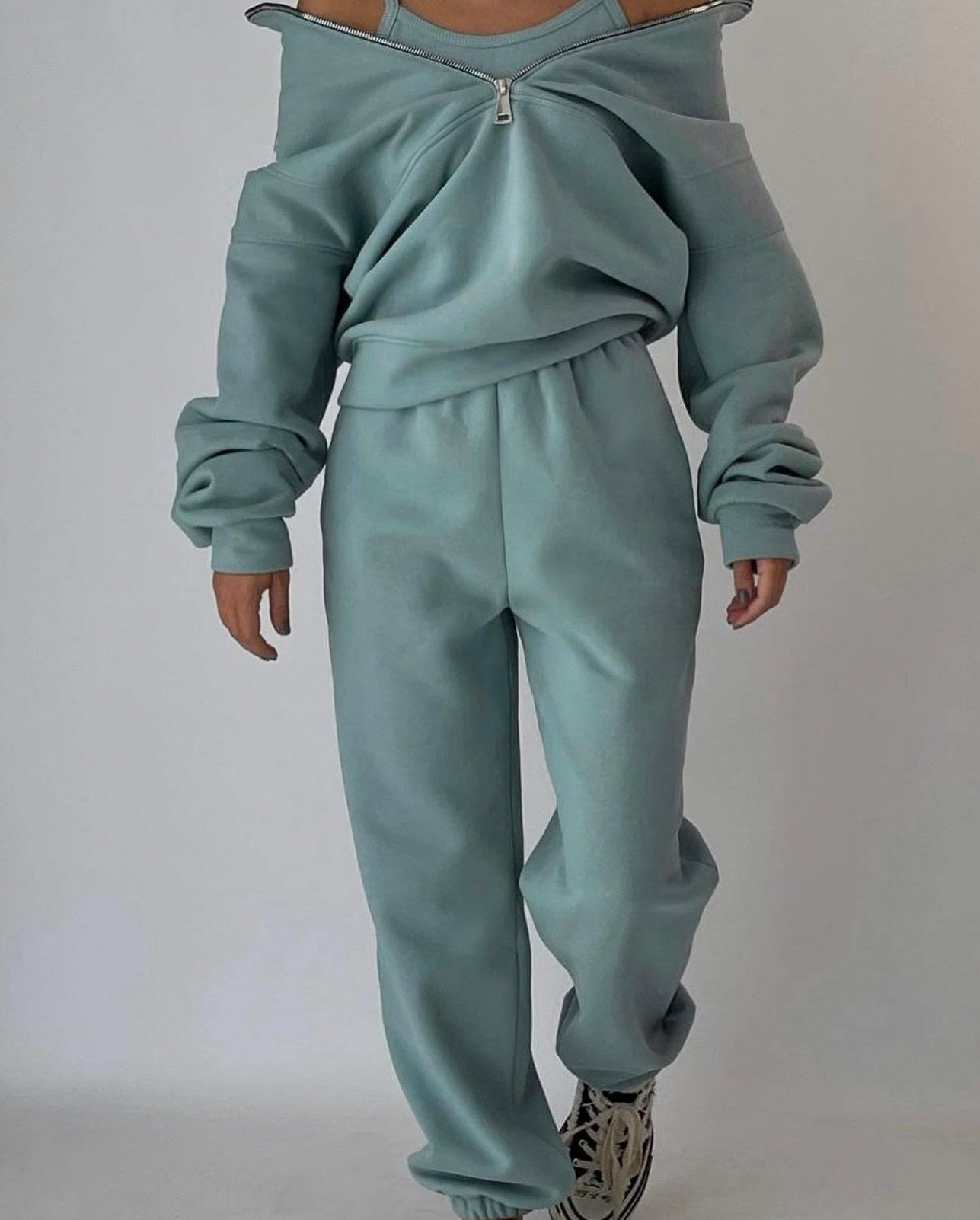 Knit Half Zip Matching Set