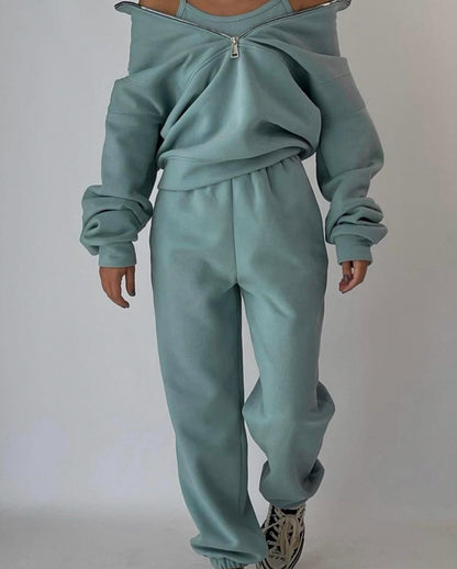 Knit Half Zip Matching Set