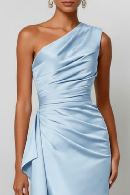 Satin One Shoulder Maxi Dress