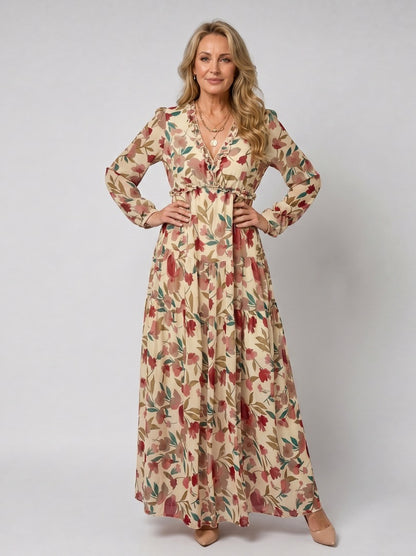 Floral Chiffon Tiered Maxi Dress
