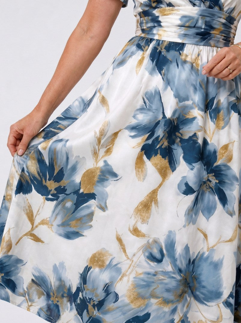 Floral Short Sleeve Midi Dress