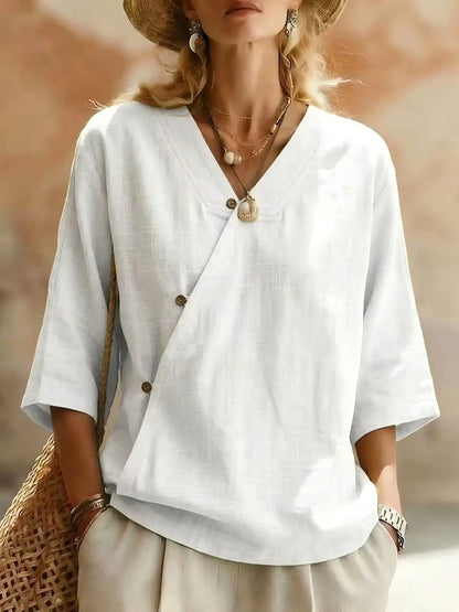 Wrap Button Front Blouse