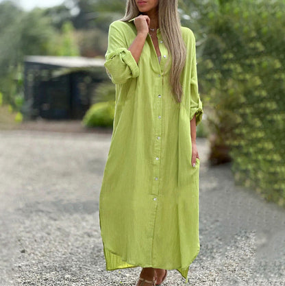 Gauze Button Front Maxi Dress