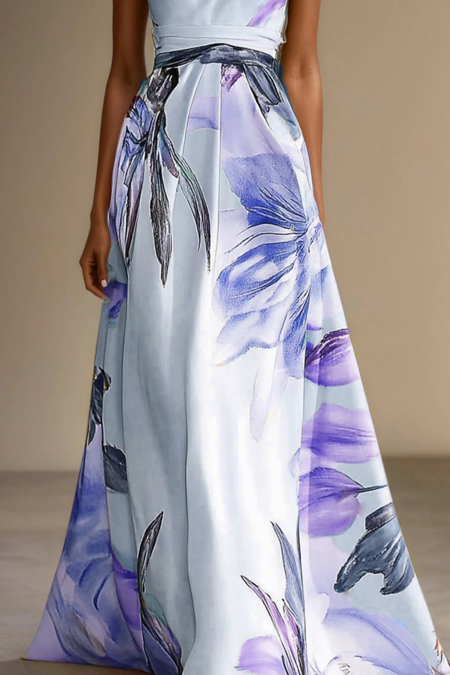 Floral Halter Pleated Maxi Dress