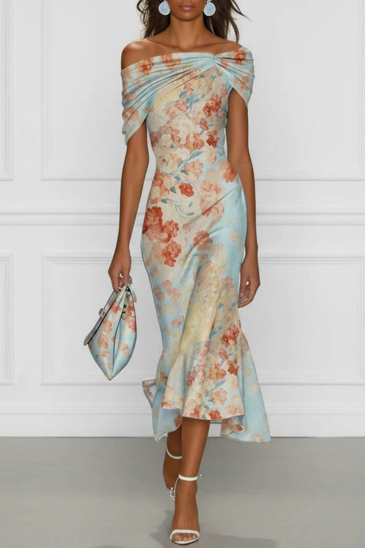 Floral Off Shoulder Midi Dress