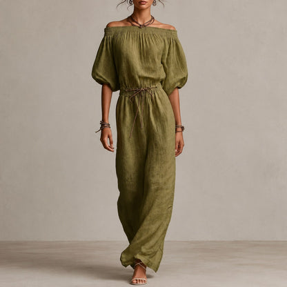 Off Shoulder Gauze Maxi Dress