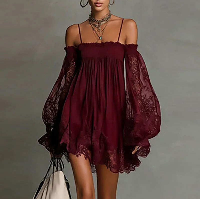 Smocked Off Shoulder Mini Dress