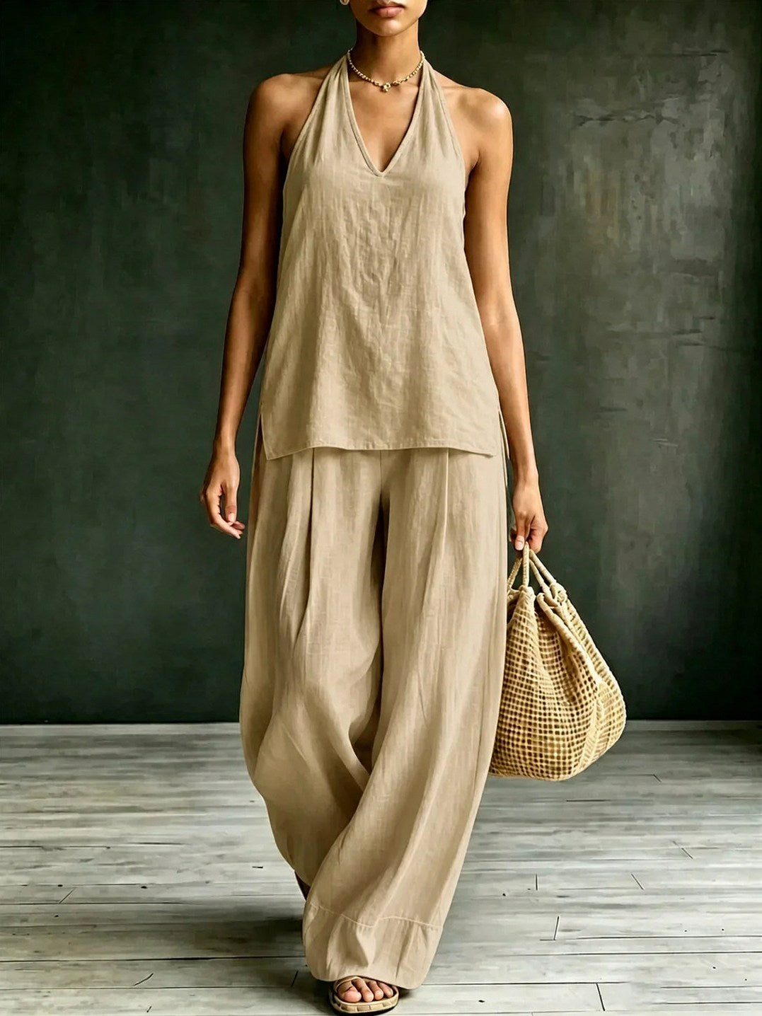 Halter Wide Leg Matching Set