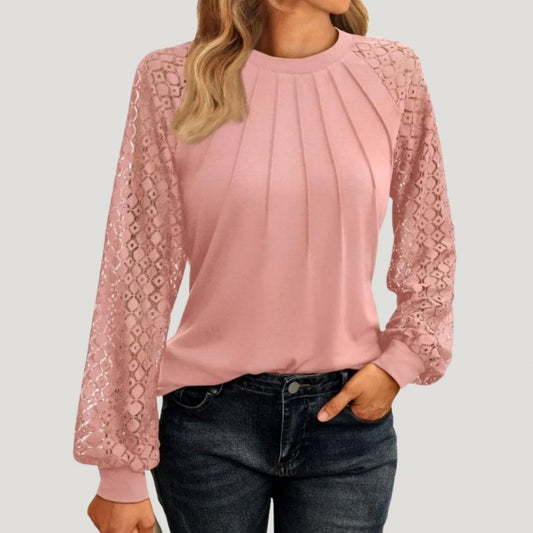 Geometric Lace Pintuck Top