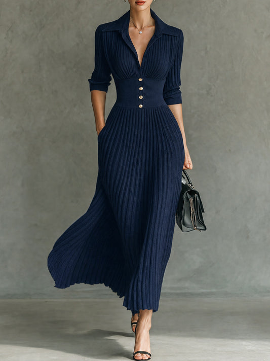 Knit Button Front Maxi Dress