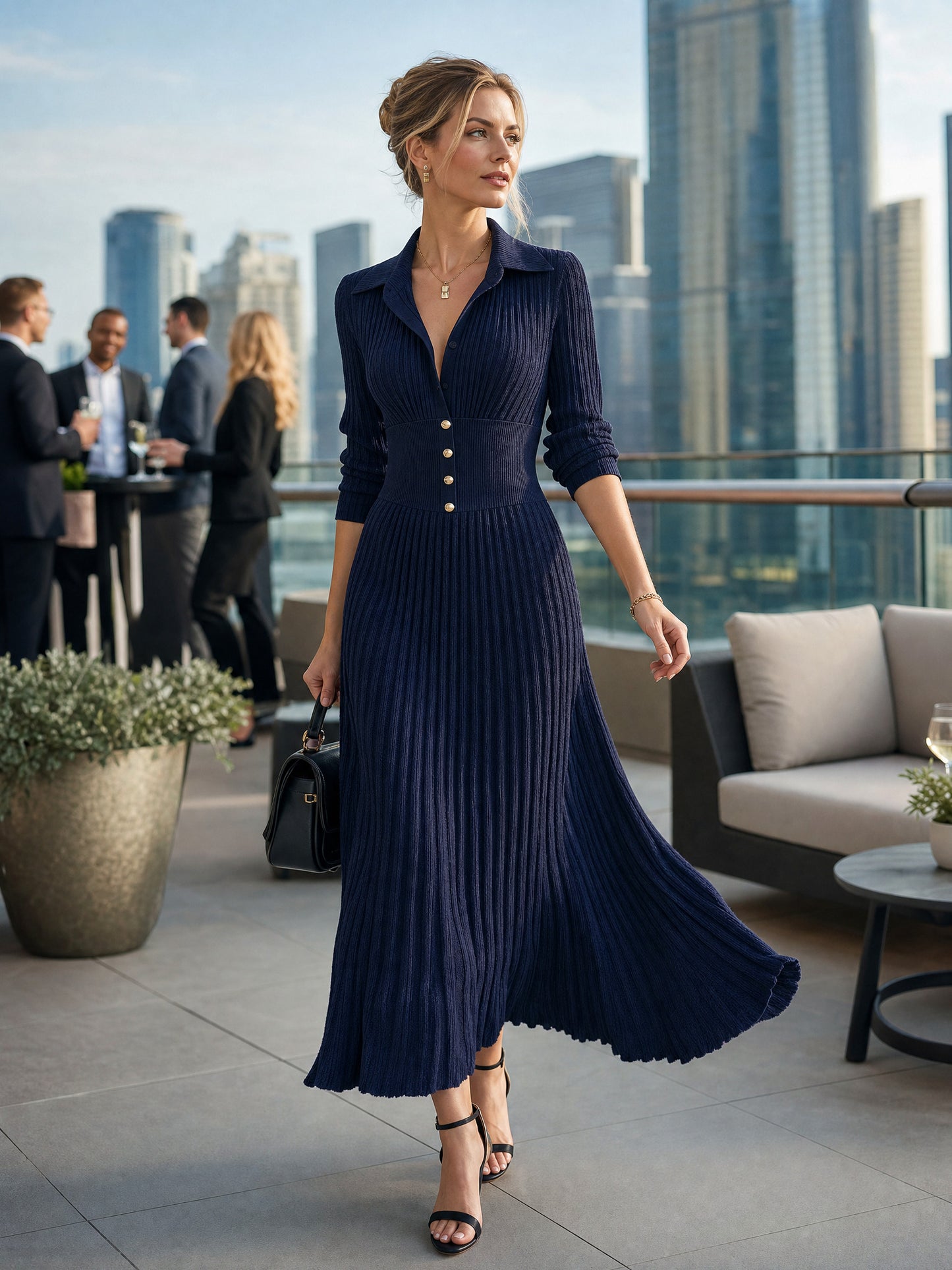 Knit Button Front Maxi Dress